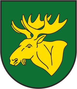 Herb Łochowa, na zielonym polu zółta głowa łosia