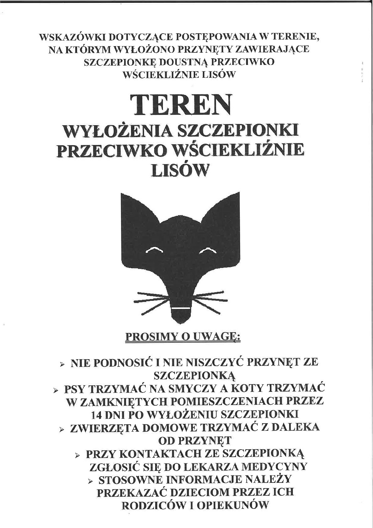 Akcja szczepienia doustnego lisów wolno żyjących przeciwko wściekliźnie na terenie woj. mazowieckiego