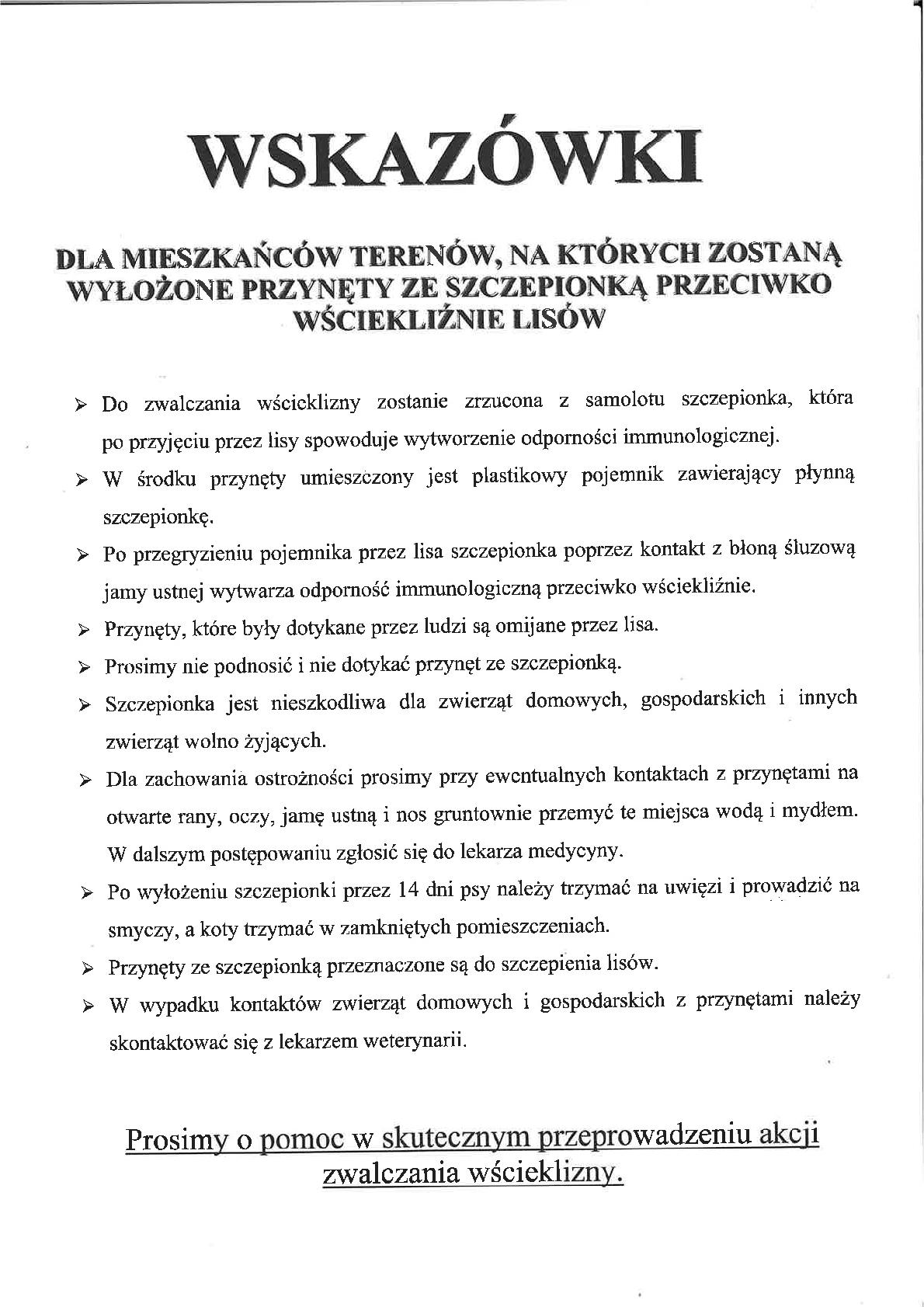 Uwaga!!! Akcja szczepienia doustnego lisów wolno żyjących przeciwko wściekliźnie na&nbsp;terenie województwa mazowieckiego